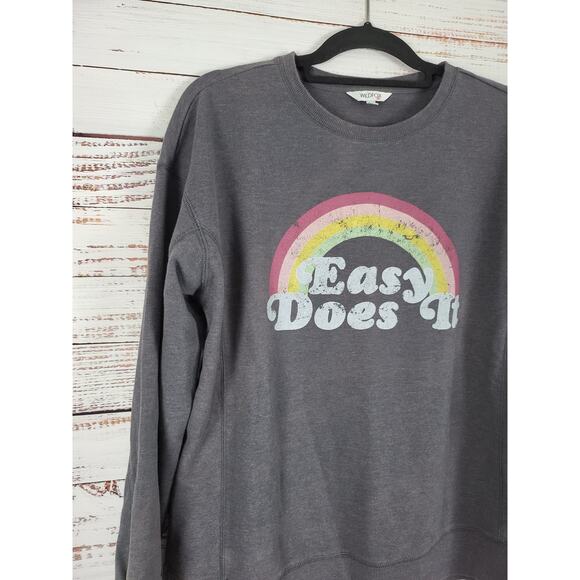 Wild Fox Sweatshirt M Womens Grey Crew Neck Rainbow Long Sleeve Pullover - Picture 2 of 7